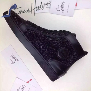 Christian Louboutin Black Louis Lux High-Top Sneakers swarovski